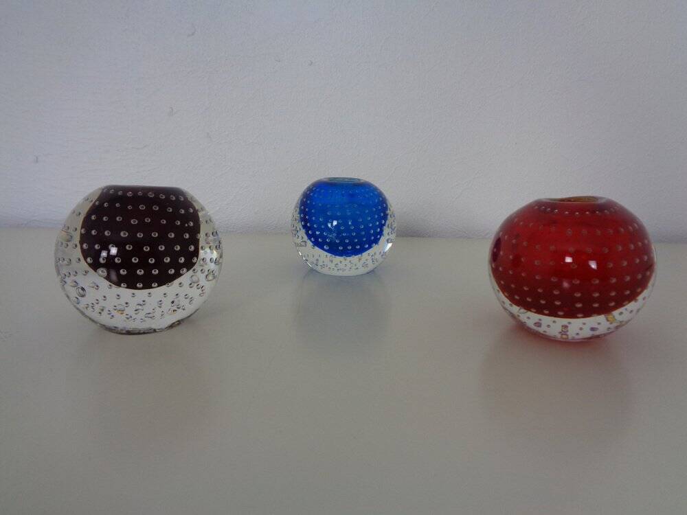 Italian candleholders in Murano glass, 1950s, set of 3.