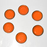 Set of six enameled copper plates, germany, 1960s