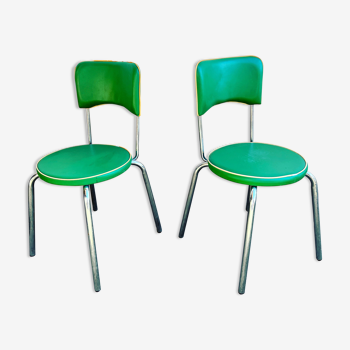 Pair of vintage Italian Calligaris green chairs