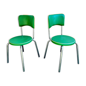 Pair of vintage Italian Calligaris green chairs