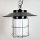 Industrial Grey Enamel Cage Pendant Lamp, 1960s
