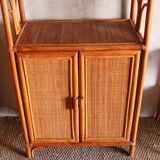 Rattan and vintage bamboo shelf