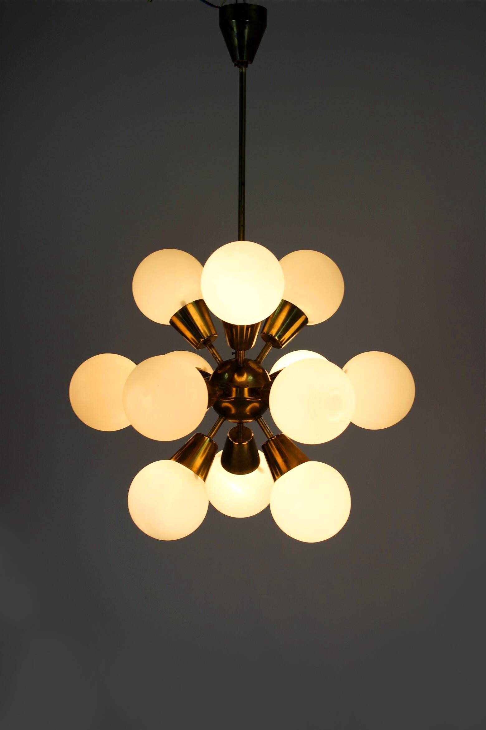 Lustre Spoutnik Mid-Century de Kamenický Šenov, 1970s