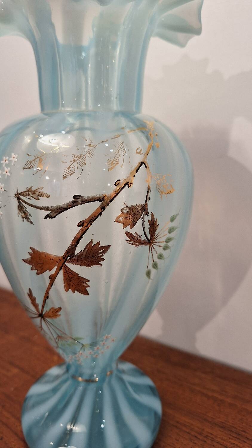 Vase made of bluish glass paste