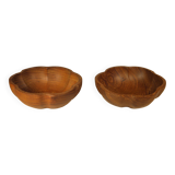 Pair of empty teak pocket cups