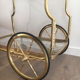 Neo-classical table in gilded metal and glass