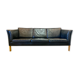 Sofa 3 places black leather Scandinavian design