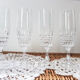 Lot of 6 pompadour style crystal crystal flutes