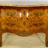 Curved chest of drawers Louis XV style in marquetry