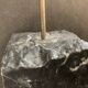 Swedish design candle holder in granite, metal and brass, 1980, height 39 cm