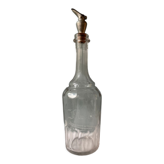 Old decanter nineteenth "Fine-Champagne" in blown glass