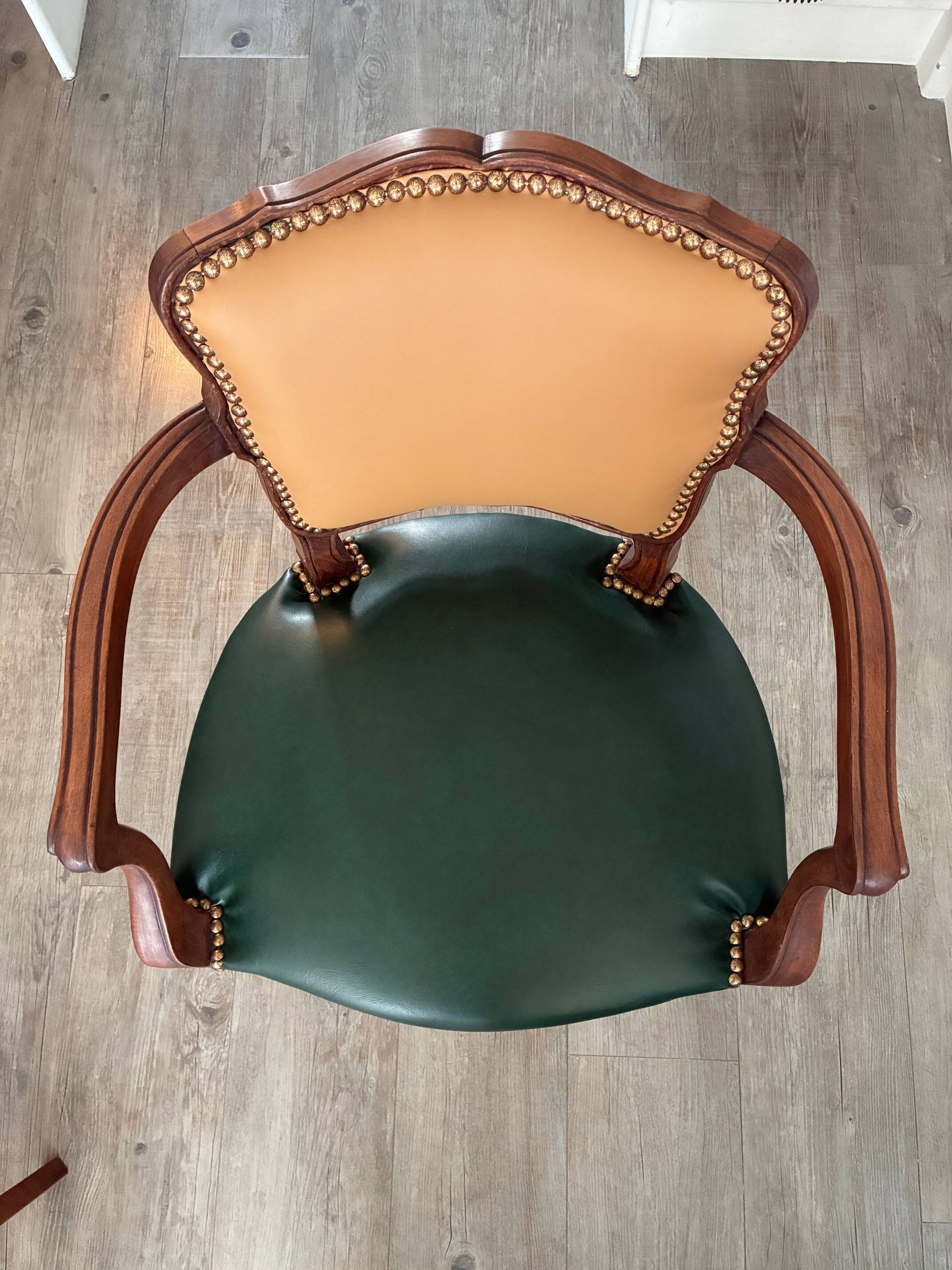 Pair of newly upholstered cabriolet armchairs
