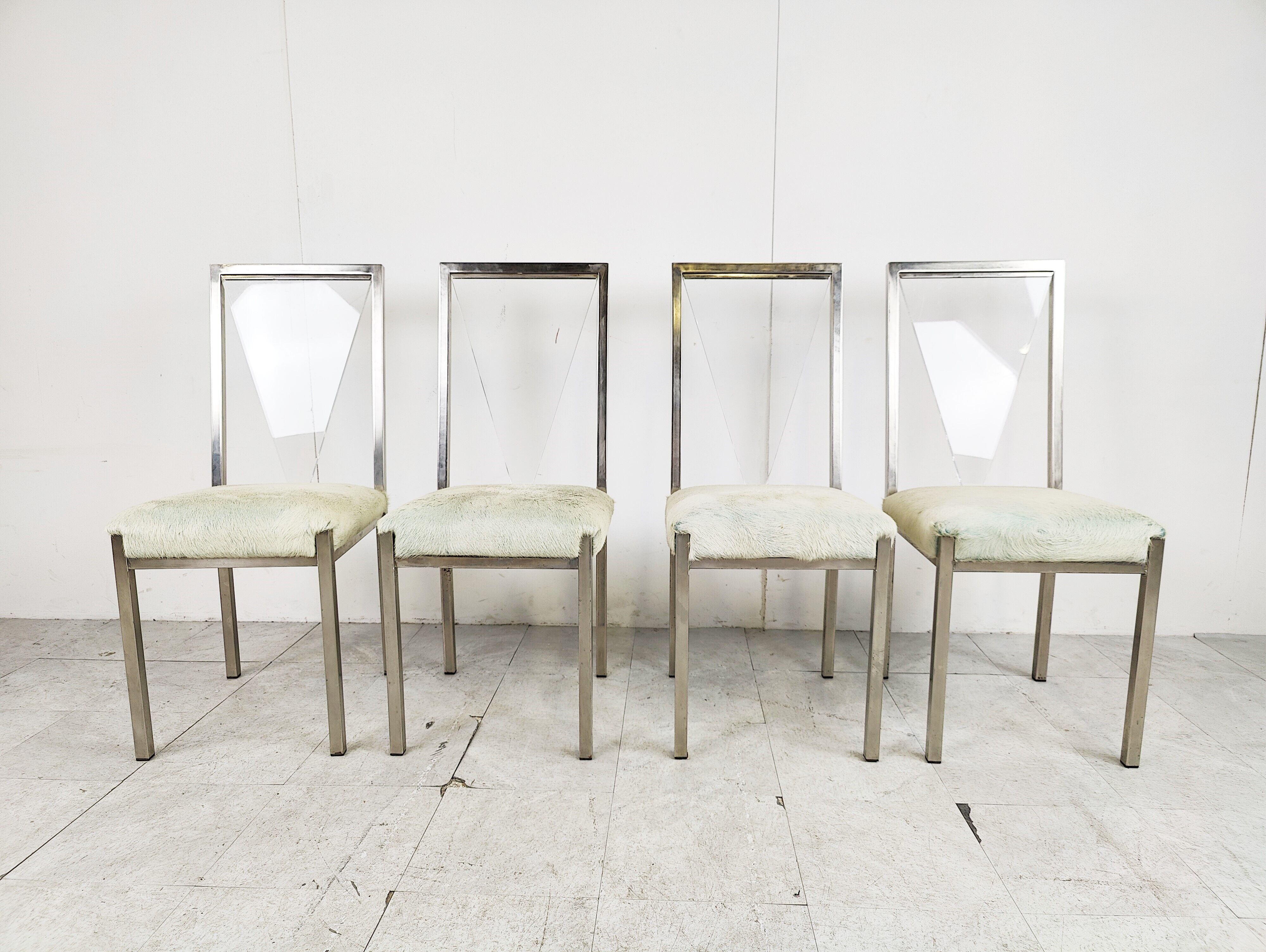 Metal and lucite dining chairs by Belgochrom, 1970s