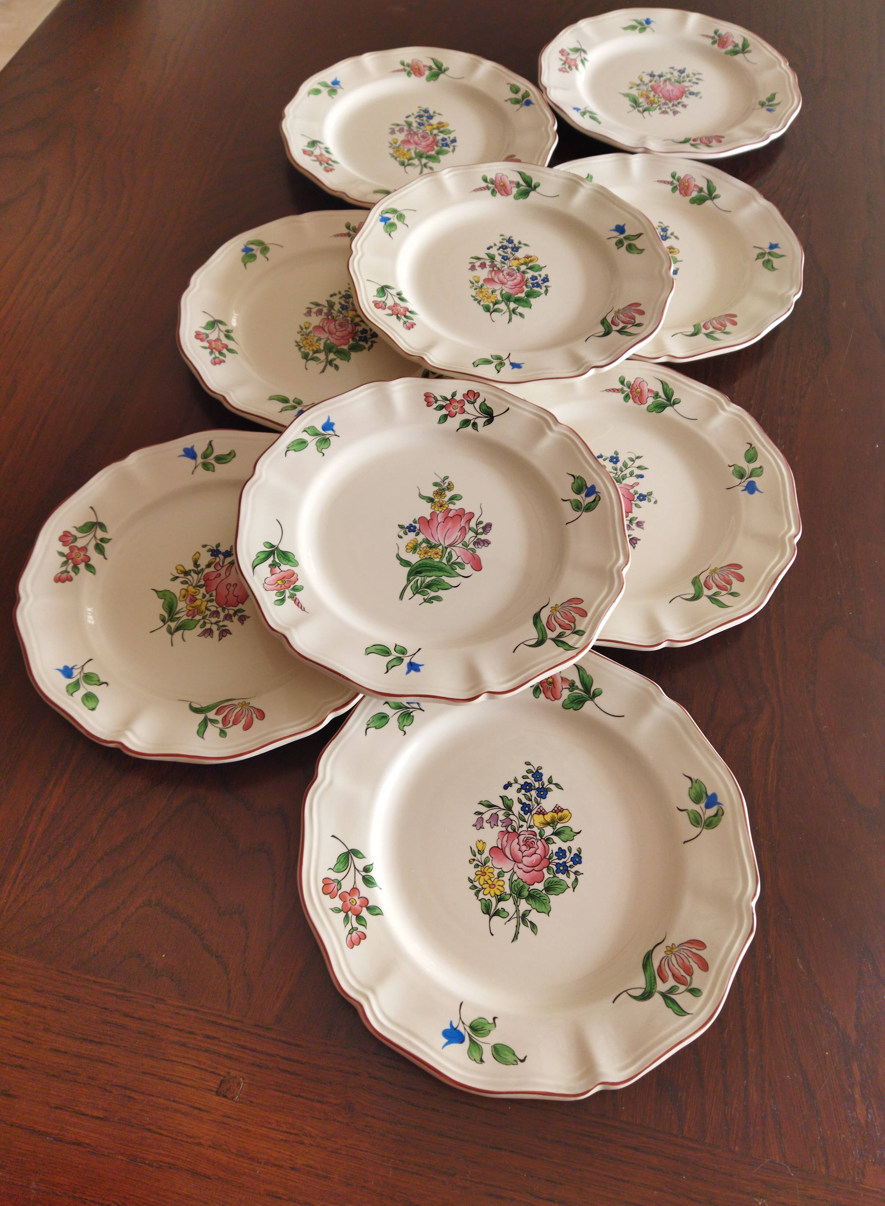 9 dessert plates “Réverbère fin” KG Lunéville