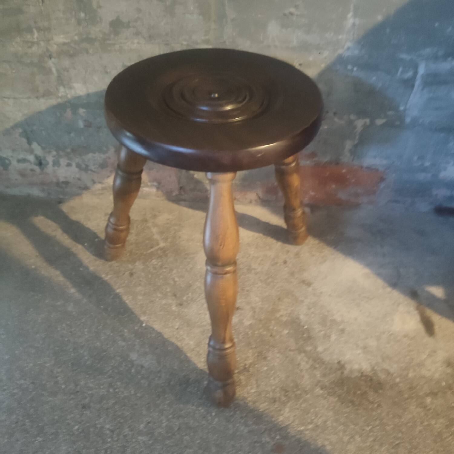 Vintage solid wood tripod stool