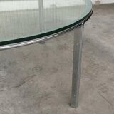 Chrome and glass coffee table in Space Age style from the mid-century, 1960s.