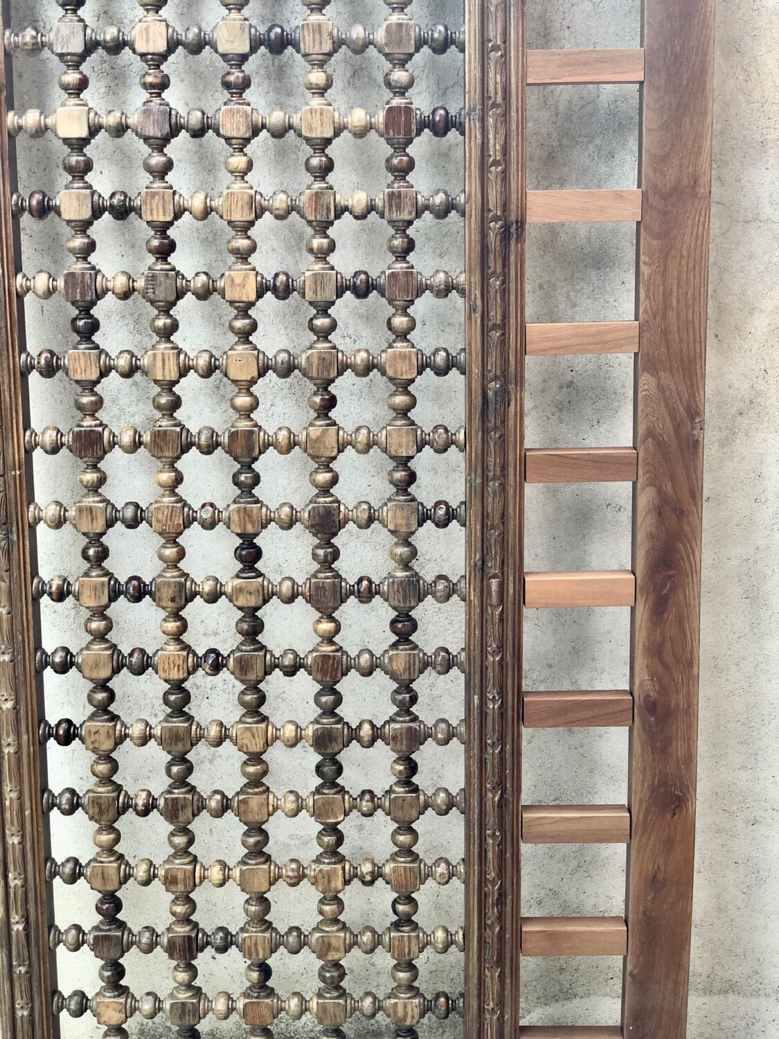 Carved wooden headboard