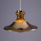 Large glass ‘‘bubble’’ chandelier with brass shade