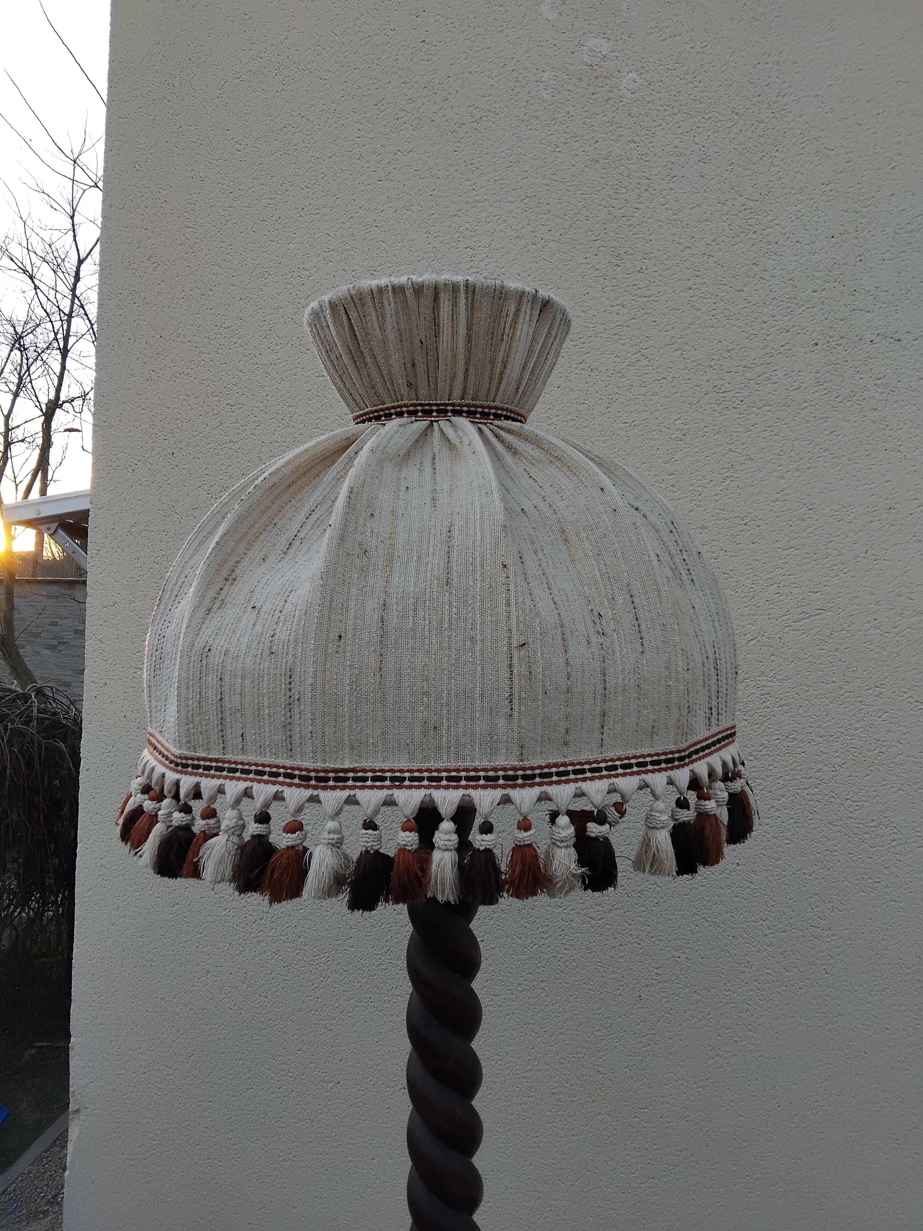 CHARLES DUDOUYT vintage floor lamp, turned wood