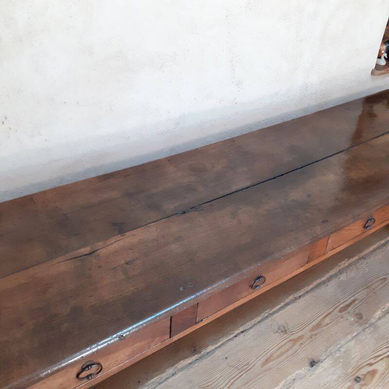 Monastery table, community table, 19th-century solid walnut console.