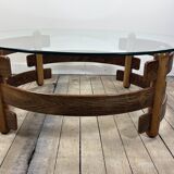Table basse ronde scandinave en teck 1970