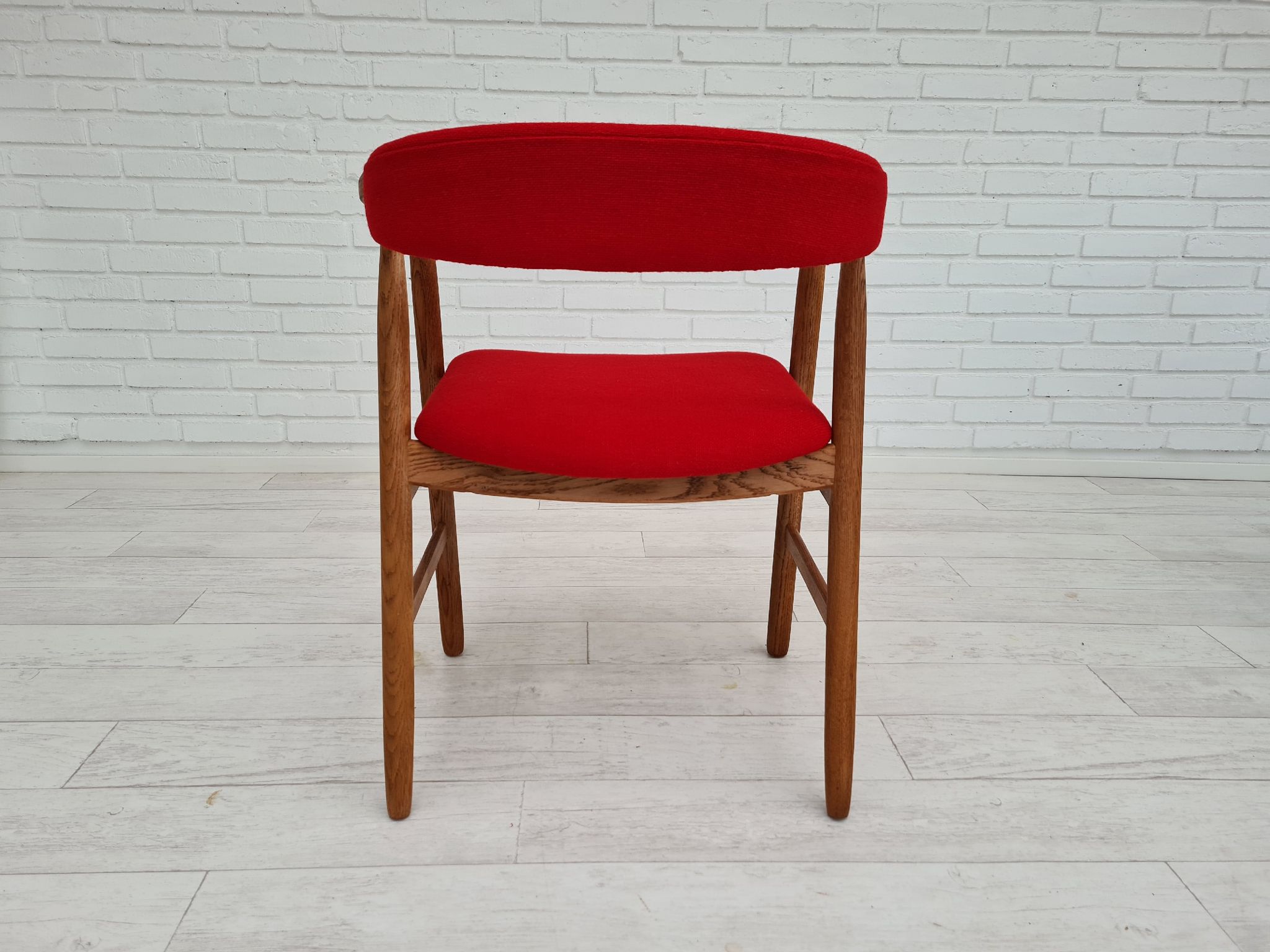 Danish armchair, 70s, reupholstered, kvadrat furniture wool, oak wood