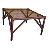 Table basse en rotin vintage