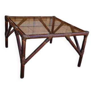 Table basse en rotin vintage