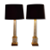 Pair of coloured table lamps, made of cut crystal and gilded bronze, in the Baccarat style.