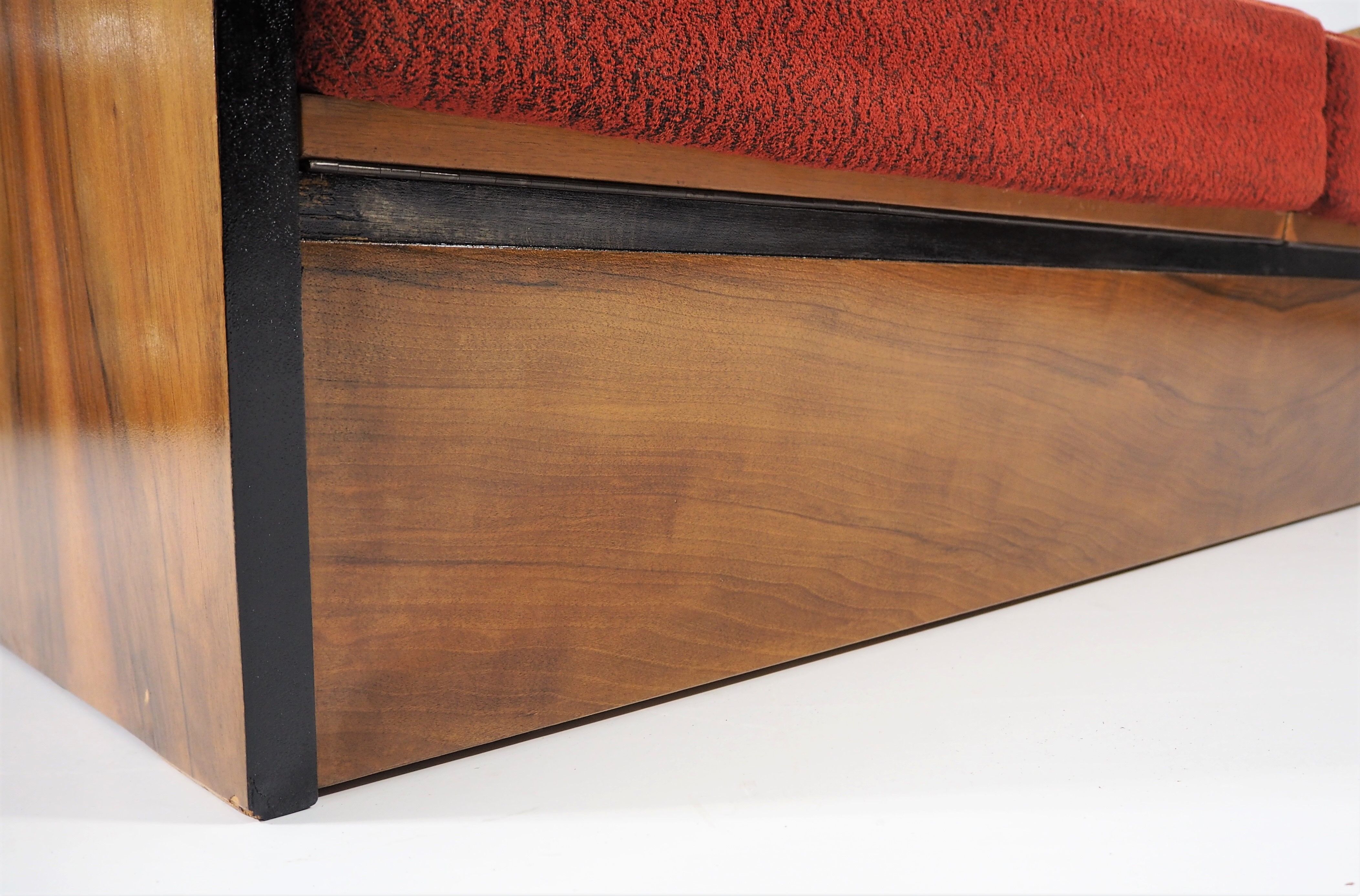 Art deco walnut sofa bed 1960s