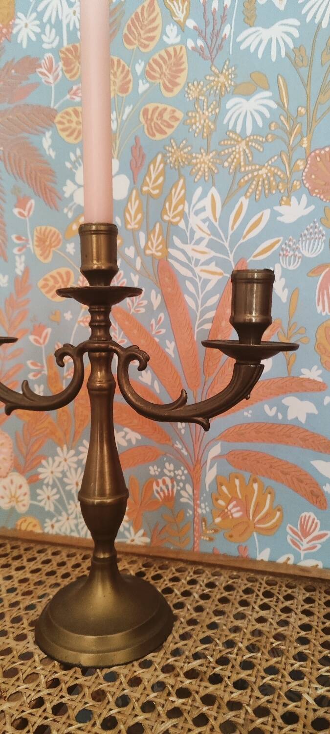 Pair of antique gilded brass candlesticks