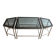 Rare three-part nickel coffee table with lacquered glass tops around the perimeter