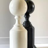 Duo vintage black and white wooden lamp bases