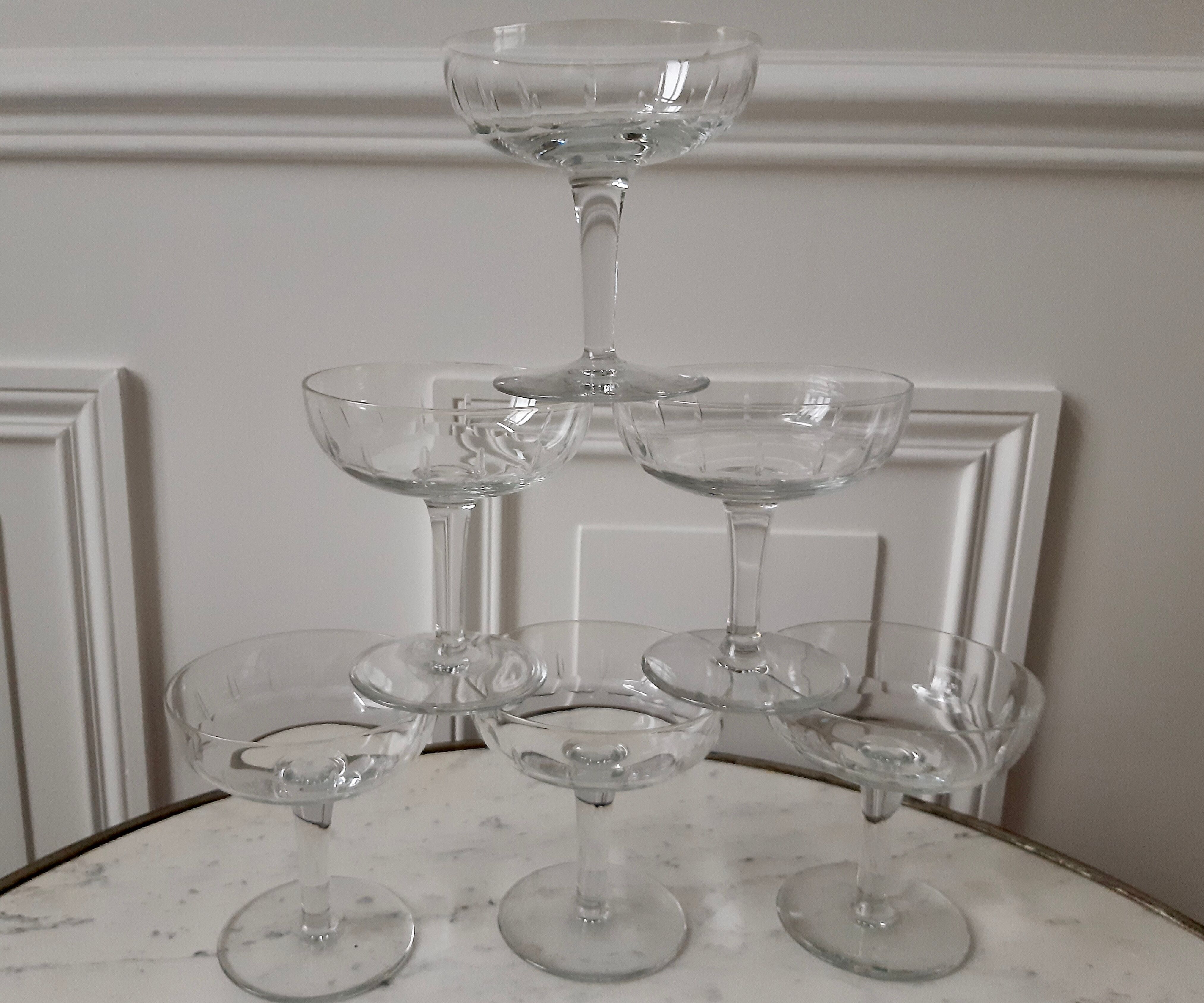 Lot de 6 coupes à champagne en cristal