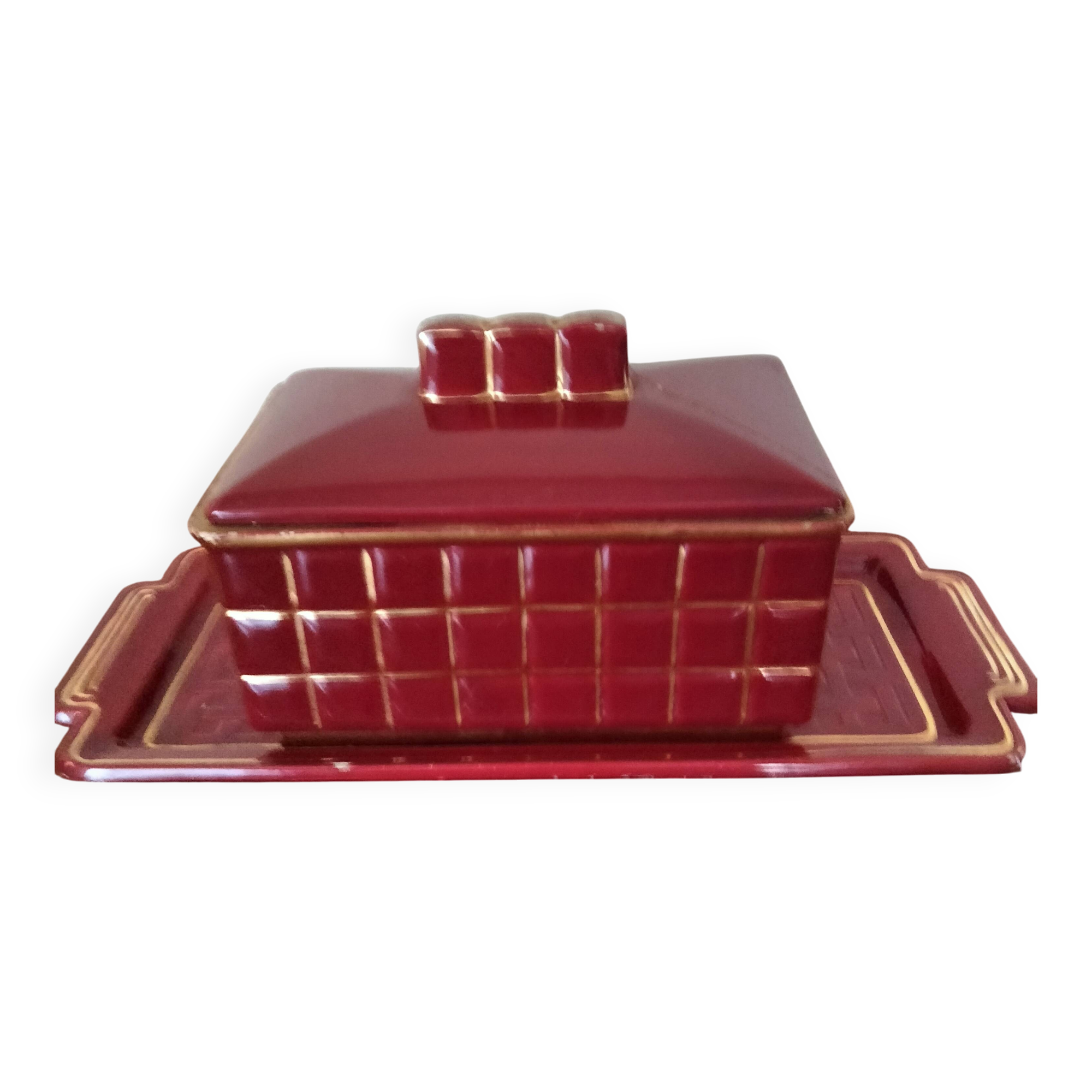 burgundy art deco box