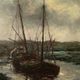 Peinture à l'huile de voilier vintage signée