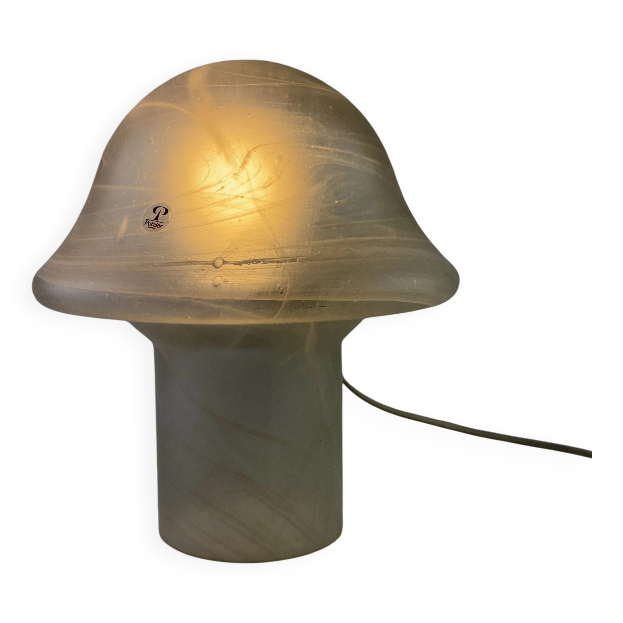 Lampe de table en verre clair Peill et Putzler champignon 1970