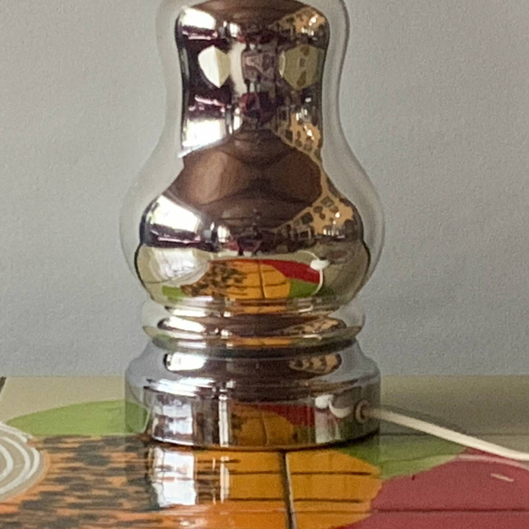 Grand pied de lampe vintage en verre mercuré - 1960.