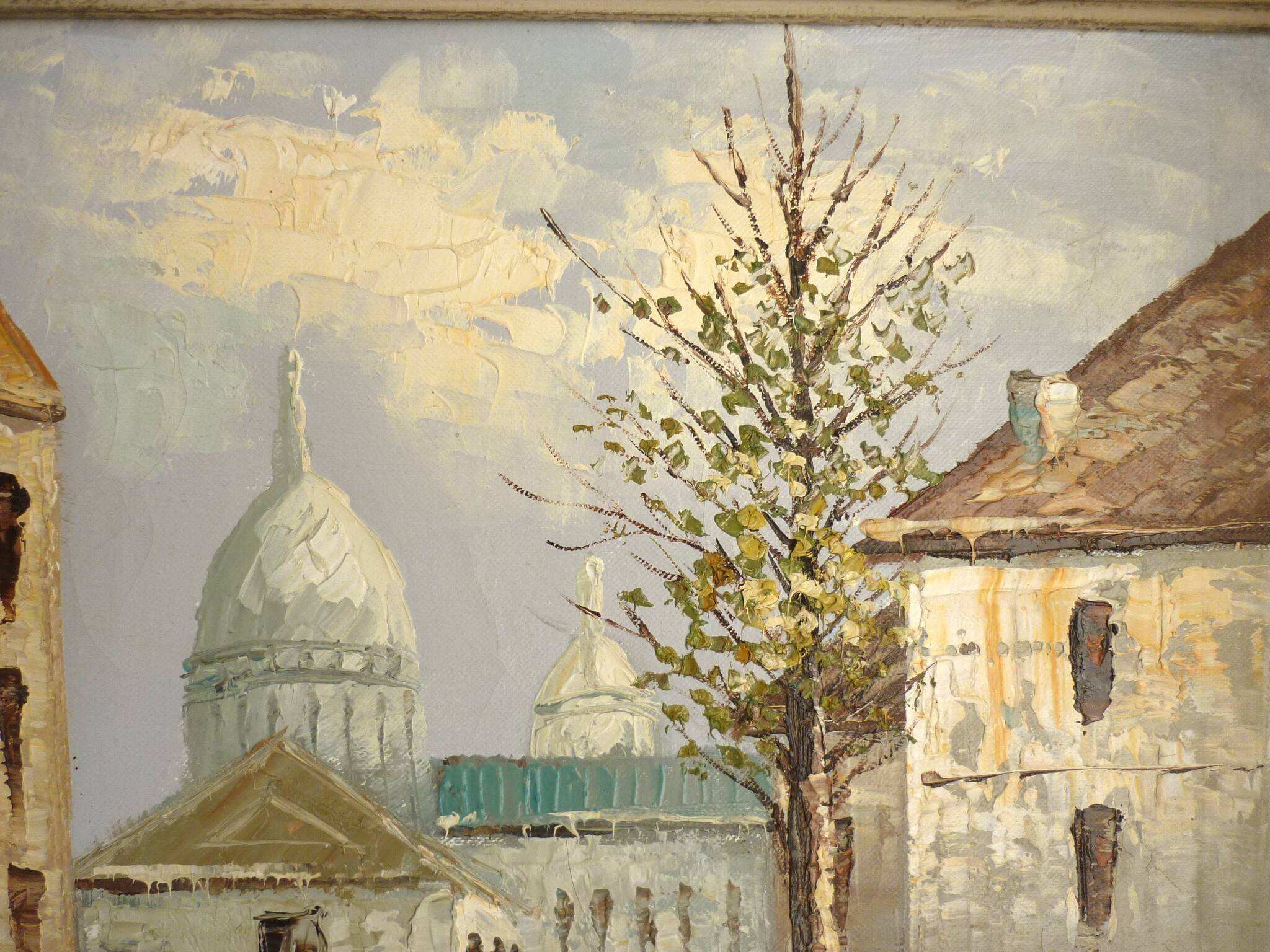 Painting, oil on canvas, Paris Place du Tertre Montmartre, signed Billings