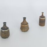 Small Mid-Century Scandinavian Modern Collectible Earthy Brown Stoneware Vase by G. Borg, Set of 3