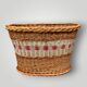 Old basket - wicker basket and woven scoubidou - 1960s