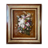 HSP painting "Still life with wild flowers" Trompe l'oeil with frame