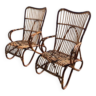 Rattan armchairs