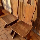Lot of wooden mountain chairs, France 1950s