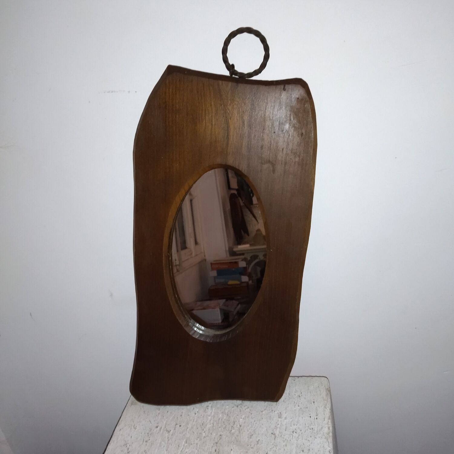 Miroir années 50 cadre bois forme libre