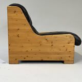 Vintage Brutalist Leather Armchair, 1960s–1970s