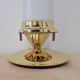 Pair of Hollywood Regency table lamps in brass with glass shades.