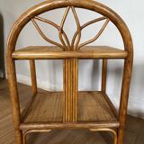 Pair of rattan bedsides and vintage bamboo