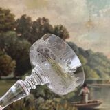 4 antique crystal champagne glasses with interlacing engraving