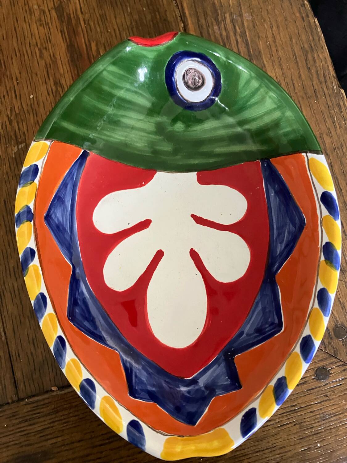 Brightly colored ceramic fish dish by DeSimone, Italy,